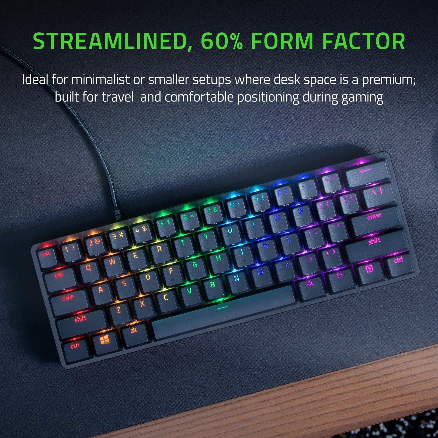 Buy Razer,Razer Huntsman Mini (Purple Switch) – 60% Compact Gaming Keyboard (Clicky Optical-Mechanical Switches, Doubleshot PBT Keycaps, Detachable USB-C Cable) US Layout | Black - Gadcet UK | UK | London | Scotland | Wales| Near Me | Cheap | Pay In 3 | Keyboards
